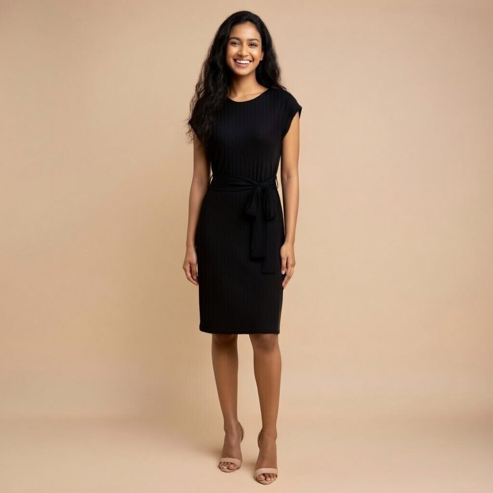 Black tie waist t-shirt dress- Size M